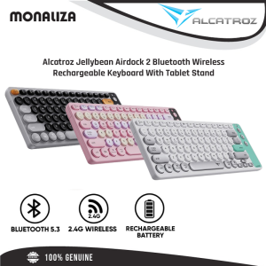 Alcatroz Jellybean Airdock 2 Bluetooth Wireless Rechargeable Keyboard With Tablet Stand – Autumn Black/Spring Black/Winter White