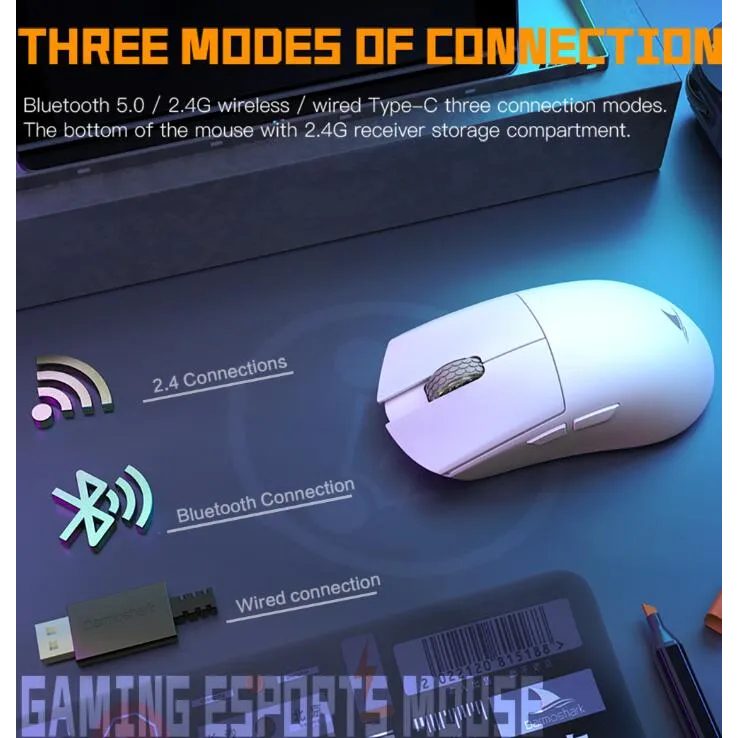 Darmoshark M3S Varun Wireless Gaming Mouse – Black / Pink / Purple / Red / White / Cyberyellow - Image 3