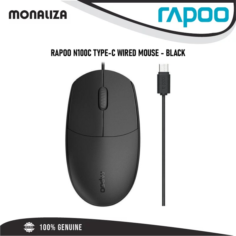 Rapoo N100C Type-C Wired Mouse – Black