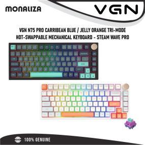 VGN N75 Pro Carribean Blue/Jelly Orange Tri-Mode Hot-Swappable Mechanical Keyboard – Steam Waze Pro