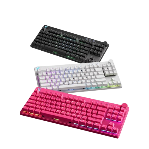 MCHOSE MIX87 Hall Effect Magnetic Switch Gaming Keyboard – White / Rose Red / Black