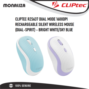 Cliptec RZS637 Dual Mode 1600dpi Rechargeable Silent Wireless Mouse (Dual-Spirit)