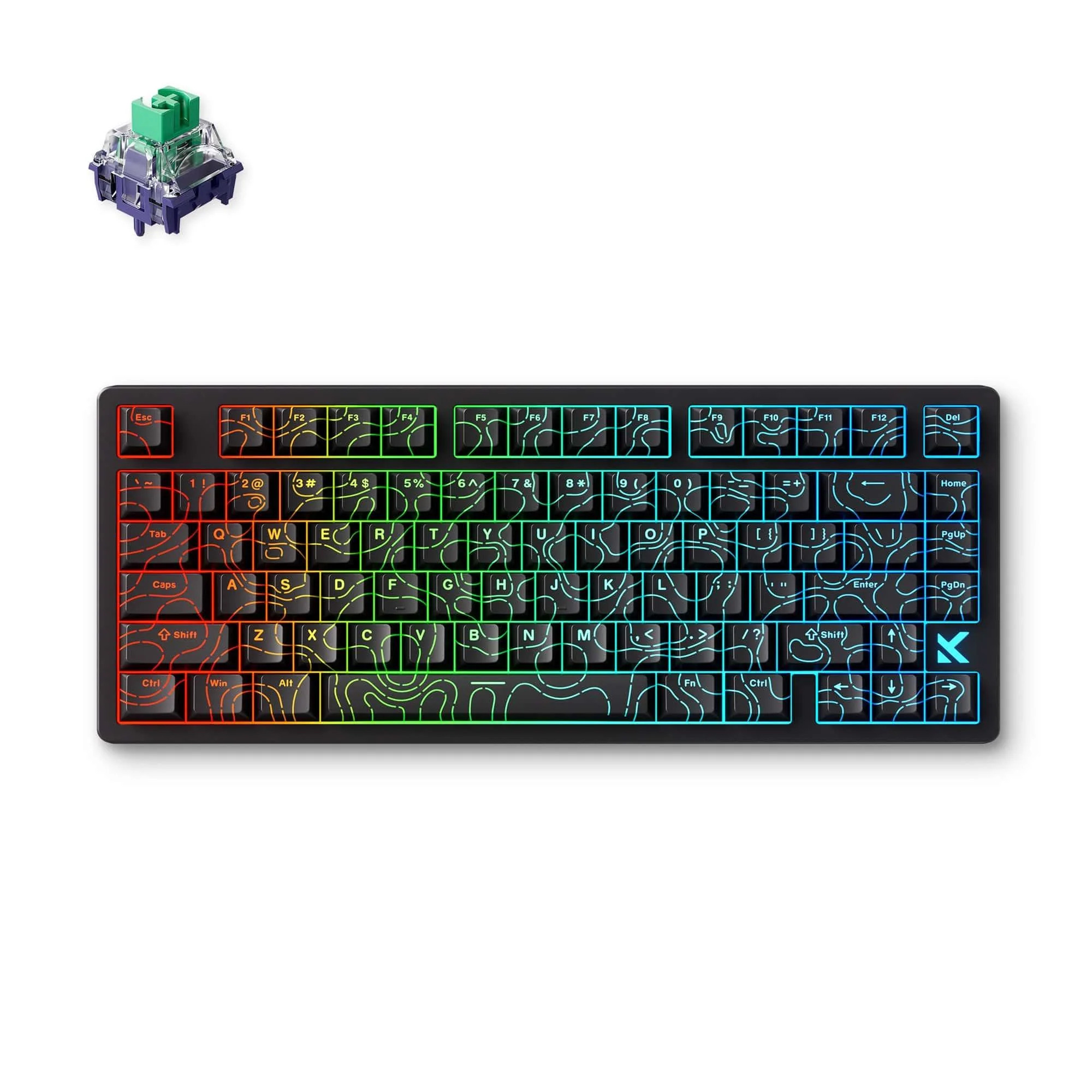 MCHOSE Jet75 Hall Effect Magnetic Switch Keyboard – Black / White Topographic - Image 2